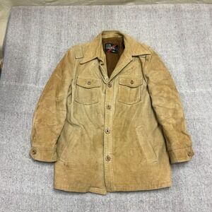 Vintage Sears Corduroy Jacket Mens 42 Beige 1970s Lined USA